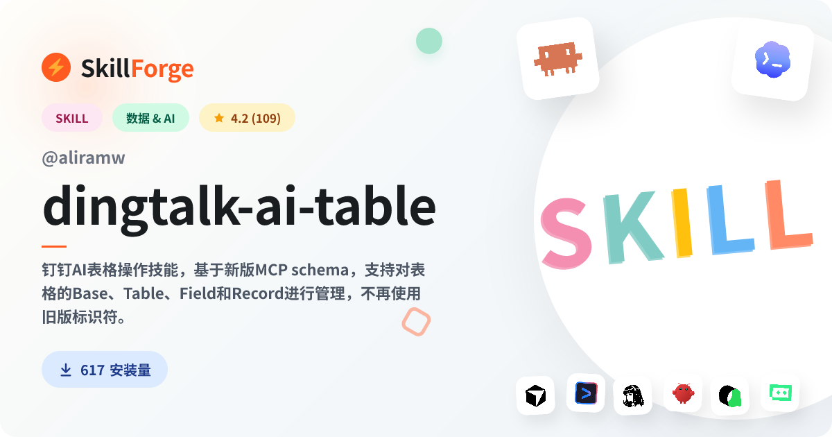 dingtalk-ai-table · dingtalk — SkillForge